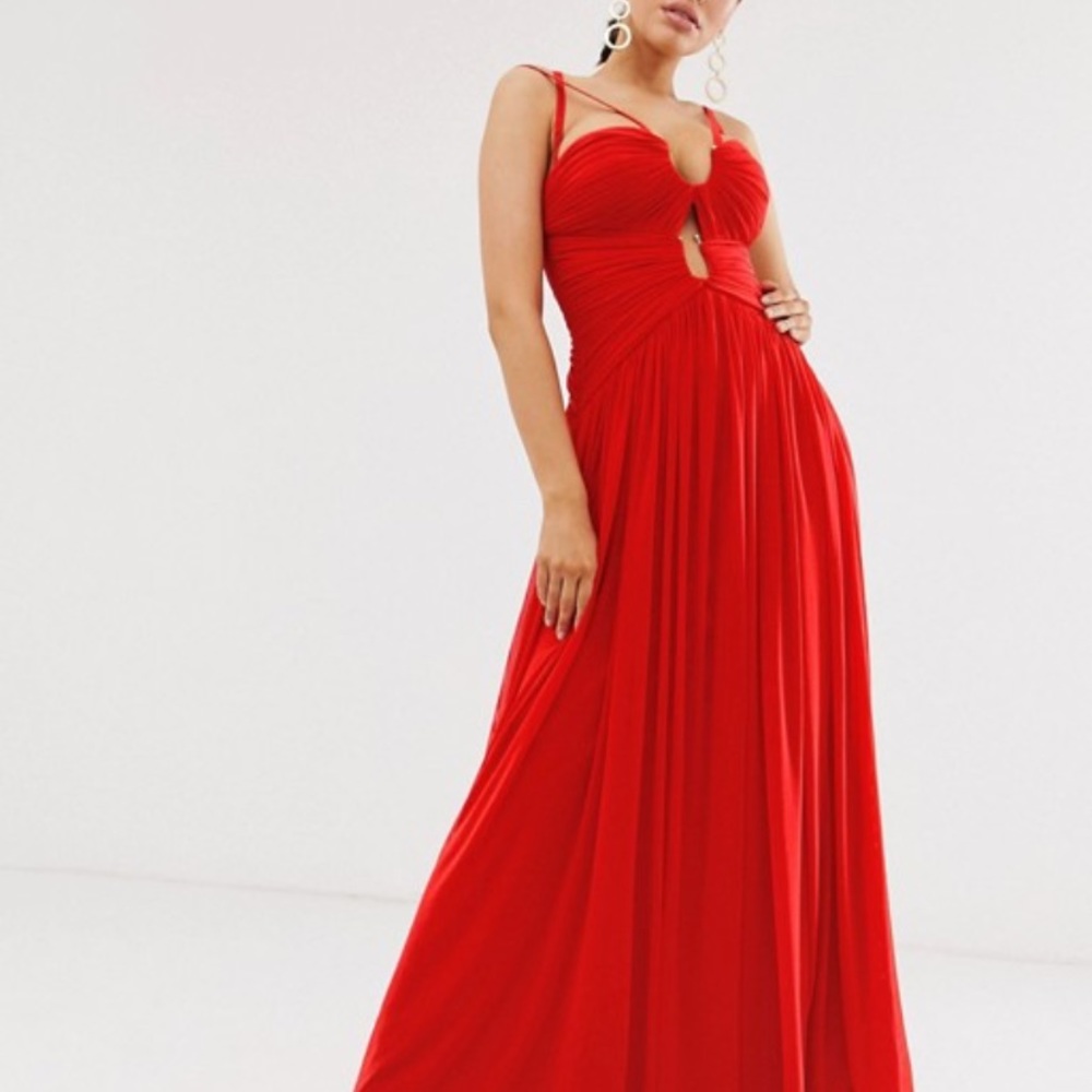 ASOS Chiffon Red Maxi Gown
